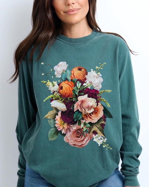 Flower Comfort Colors ® Long Sleeve Floral Tshirt, Wildflower