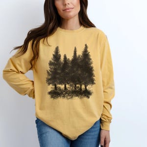 Tree Shirt, naturecore shirt, nature shirt, Minimalist NATURE Shirt, Long Sleeve Comfort Colors ® T Shirt, Nature Lover shirt, Unisex gift Mustard