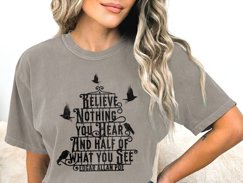 Poe Quote Shirt, creepy raven shirt, poe quote halloween shirt, Comfort Colors ® halloween, creepy crow shirt, great goth gift, poe raven t Sandstone