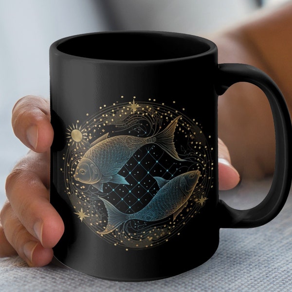Pisces Mug, 15 oz, Pisces Sign, Pisces Constellation, Pisces Zodiac Mug, Zodiac Symbol, Pisces Zodiac Gift, February, March Birthday gift