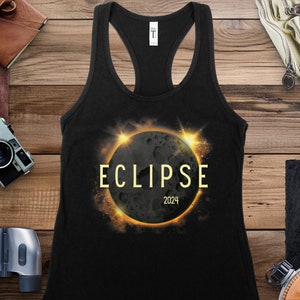 2024 Solar Eclipse Graphic Tank top, Celestial Event Tank top, Totality tank, total solar eclipse souvenir tank top, commemorative eclipse image 3