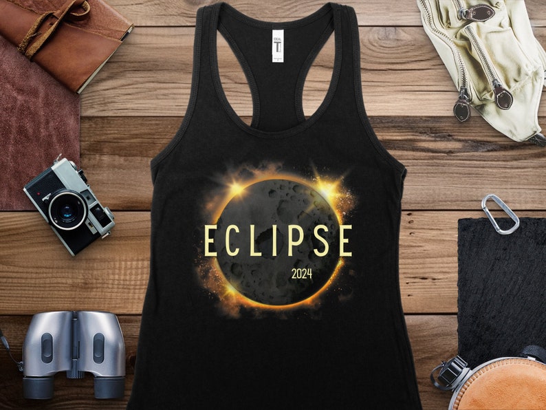 2024 Solar Eclipse Graphic Tank top, Celestial Event Tank top, Totality tank, total solar eclipse souvenir tank top, commemorative eclipse image 3