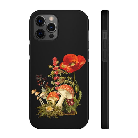 Mushroom iPhone Case, Wildflower iPhone Cover, Cottagecore iPhone case, Mushroom Phone protector,  iPhone 7, 8, X, 11, 12, 13, 14, Samsung