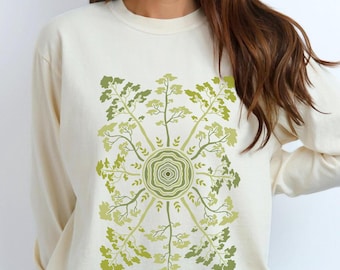 Tree Shirt, naturecore shirt, boho mandala nature lover shirt gift, Minimalist NATURE Inspired t-Shirt, Long sleeve Comfort Colors ® Shirt