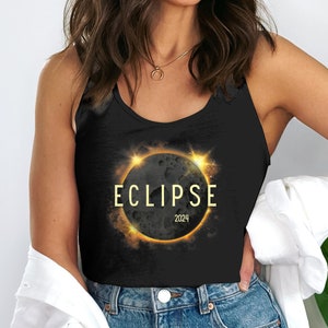 2024 Solar Eclipse Graphic Tank top, Celestial Event Tank top, Totality tank, total solar eclipse souvenir tank top, commemorative eclipse Black