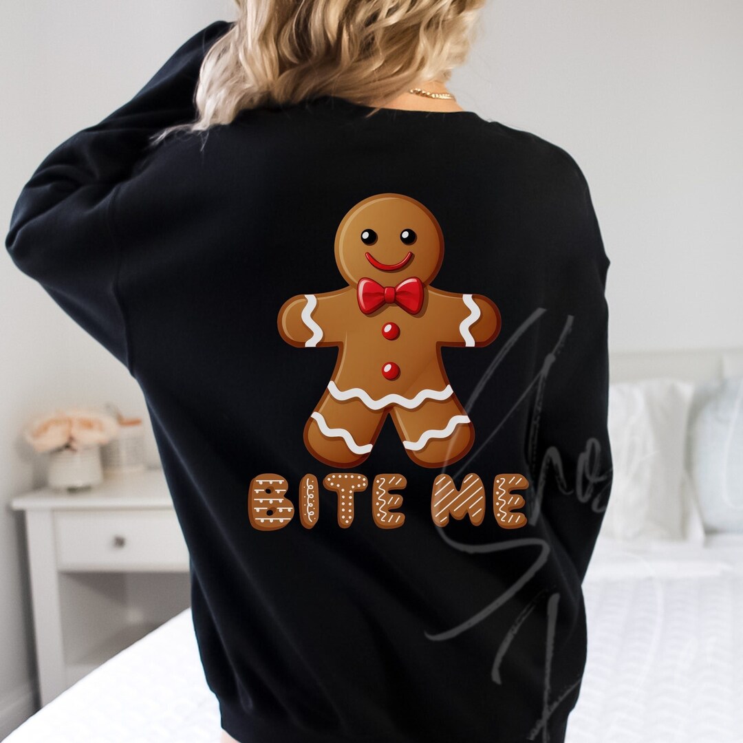 Bite Me Gingerbread Man Crewneck, Funny Halloween Costume, Lazy Costume