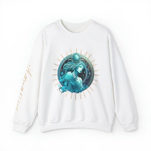 Camiseta de Acuario, diseño de manga con cuello redondo de Acuario, sudadera con el signo de Acuario, signo zodiacal de Acuario, cumpleaños de enero o febrero, regalo para Acuario. imagen 9