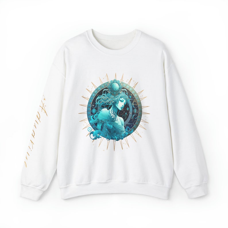 Camiseta de Acuario, diseño de manga con cuello redondo de Acuario, sudadera con el signo de Acuario, signo zodiacal de Acuario, cumpleaños de enero o febrero, regalo para Acuario. imagen 9