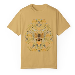 Folk Art Shirt, Be Cottagecore Shirt, Folk Art Boho Shirt, Comfort Colors ®, Naturecore shirt, folk art flower shirt, nature lover, scandi Mustard