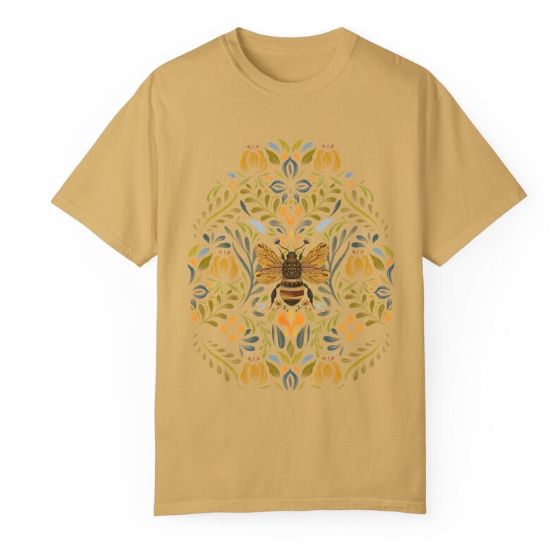 Folk Art Shirt, Be Cottagecore Shirt, Folk Art Boho Shirt, Comfort Colors ®, Naturecore shirt, folk art flower shirt, nature lover, scandi Mustard
