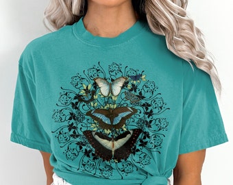 Camiseta de mariposas, camiseta naturecore, camiseta boho de mariposas, camiseta de mandala, camiseta Comfort Colors, camiseta para amantes de la naturaleza, regalo para mamá, regalo para ella