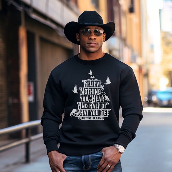 Raven sweatshirt, Poe quote raven shirt, halloween shirt, halloween, creepy crow shirt, great gift for goth, poe raven shirt, crewneck