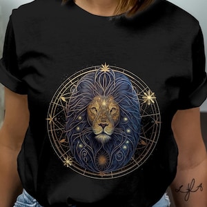 Leo Shirt, Leo Sign tshirt, Leo Zodiac tee, Leo sign shirt, cool leo boho shirt, Leo star sign shirt, July Birthday, August, gift for leo Black