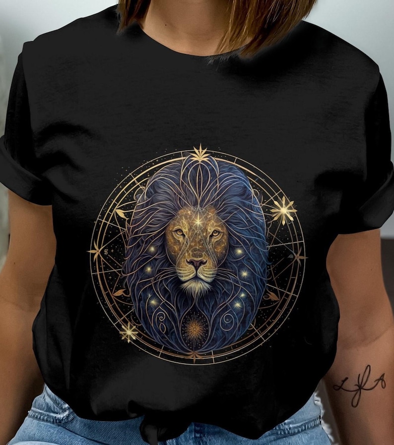 Leo Shirt, Leo Sign tshirt, Leo Zodiac tee, Leo sign shirt, cool leo boho shirt, Leo star sign shirt, July Birthday, August, gift for leo Black