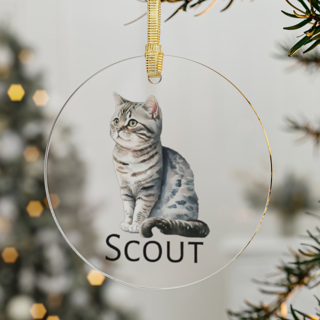Personalized Cat Christmas Ornament, Cat Ornament Personalized, Personalized Kitten Ornament