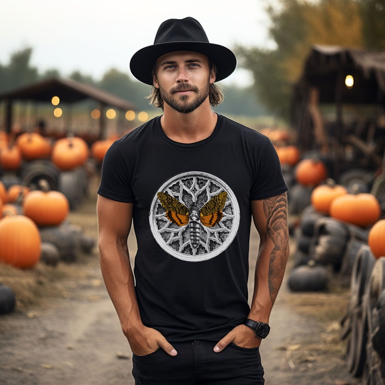 Halloween shirt, Goblincore, Gothic Halloween T-shirt, Goth Moth T-Shirt, Goth Clothes, Boho Shirt, Goth Gift, goblincore shirt, boho nature image 3