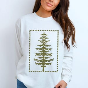 Camisa de árbol, camiseta de manga larga con colores cómodos, camiseta minimalista de wintercore, regalo para amantes de la naturaleza, camisa de manga larga naturecore, forestcore