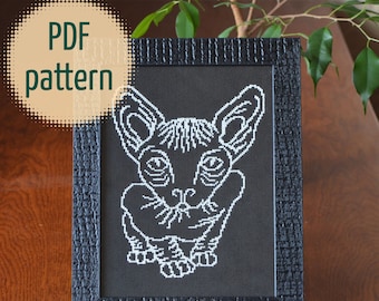 Sphynx cat cross stitch pattern - Modern cross stitch pattern - Sphynx cat lover gift - Sphynx mom - Easy for beginner - Digital download