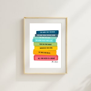 Dr. Seuss Zitate Digitaler Download, Kinder Schlafzimmer Dekor, Geschenk für Kind, Lesekunst, Bücher
