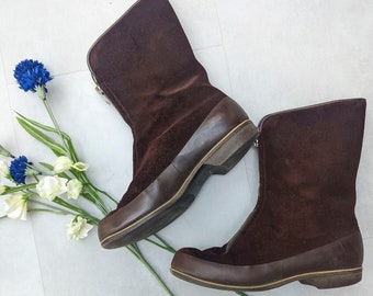 Vintage 'K Shoes' 1940s / 1950s Brown Suede Boots - 70s Style, UK 3 / 36