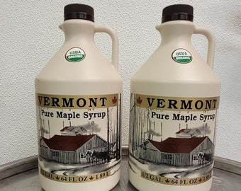 One gallon Vermont Organic Maple syrup.