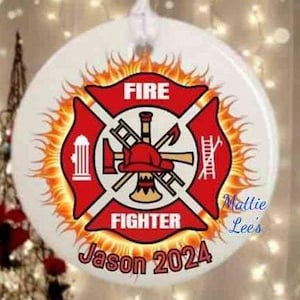 Fireman, Fire Fighter, Fire Station, Fire Chief. Christmas Keepsake Ornament. Comes with Free Gift Box for Easy Gift Wrapping