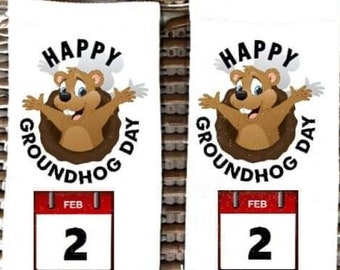 Grounghog Day Theme Custom Adult Dress Ankle Socks with a Message. Ground Hog Day, Potomac Phil groundhog, Feb 2nd, 2/2, Silly Socks.