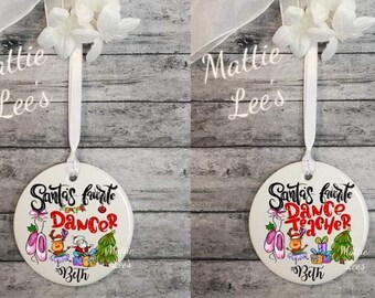 Dancer, Dance Teacher Ornament, Personalized Keepsake. Christmas . White Ceramic, Very Classic. Comes with Free Gift Box