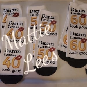 Birthday Theme Custom Adult Dress Ankle Socks with a Message. Birthday Socks with ANY Age. Gift
