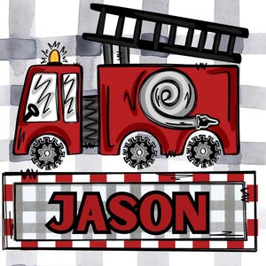Firetruck Theme Name Puzzle - Custom Puzzle - Personalized Puzzle. . 48 or 120 Pieces.  Summer. Add Name