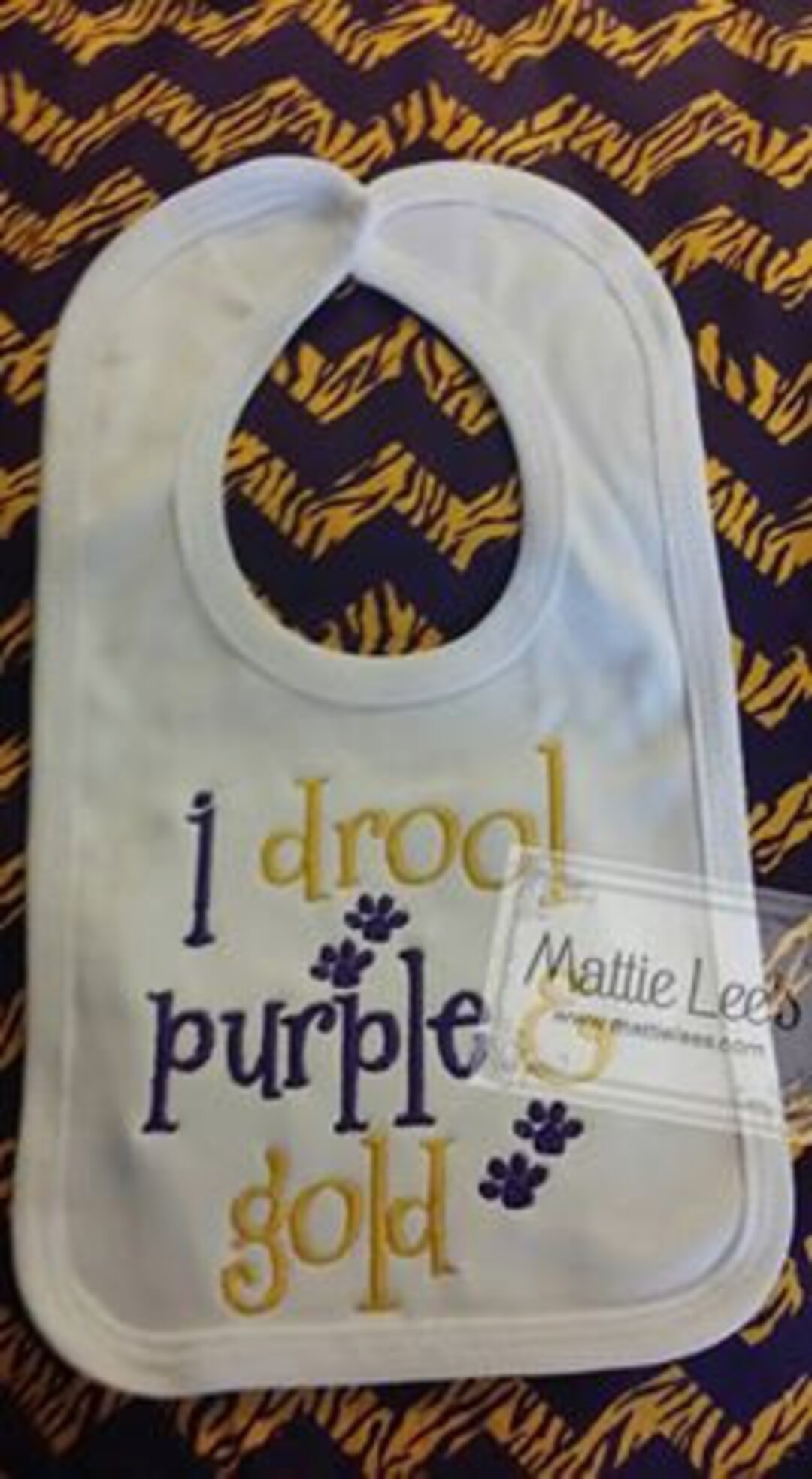 I Drool Purple and Gold Bib, LSU, Baby, Gift, Baby Shower, New Mom