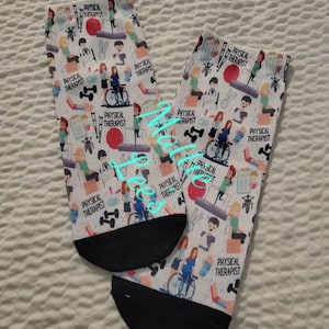 Physical Therapy - Theme Custom Adult Dress Ankle Socks.  Physical Therapist. PT. Medical Office. Office Manager. Dr. RN. Gift for PT