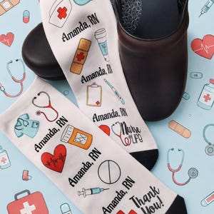 Personalizowane skarpetki medyczne do kostki, dla pielęgniarek, pielęgniarek dyplomowanych, licencjonowanych pielęgniarek praktycznych, certyfikowanych asystentów, studentów