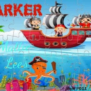 Pirate Name Puzzle - Custom Puzzle - Personalized Puzzle. Pirate Theme Name Puzzle. 48 or 120 Pieces.  Easter Basket. Add Name