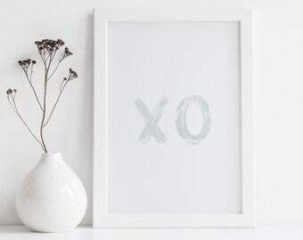 XO,  Hugs and Kisses, Gray XOXO digital download printable, svg file included