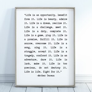 Mother Teresa Quote Life Is An Opportunity image 6