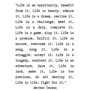 Mother Teresa Quote Life Is An Opportunity image 5