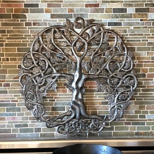 Celtic Trinity Knot Inspired Tree of Life Wall Art, 23 Inches, Metal Hanging, Family, Indoor Outdoor, Handmade in Haiti Recycled Barrels image 4