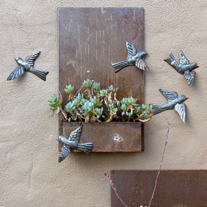 Set of 5 Metal Birds, Garden Home Decorations, Nature Inspired Chirming Birds, Handmade from Recycled Steel Barrels, Haitian Art, 6" x 5"