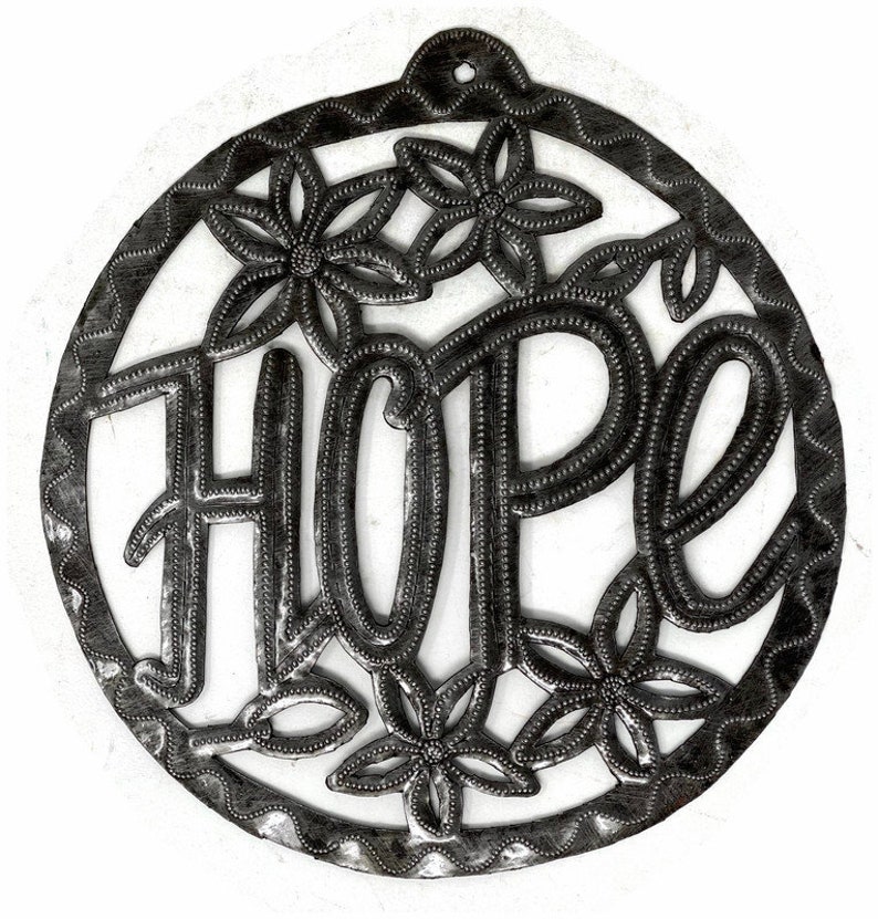 Hope Metal Wall Art Reclaimed Metal Word Sign Home Decor Etsy