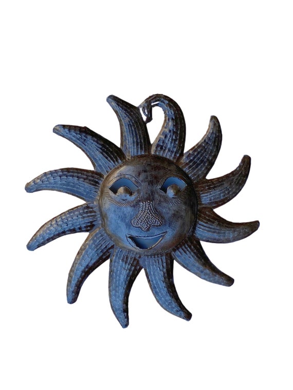 Mini Sun Face, Metal Home Decor, Handmade in Haiti, Decorative Ray of Sunshine 6 Inches
