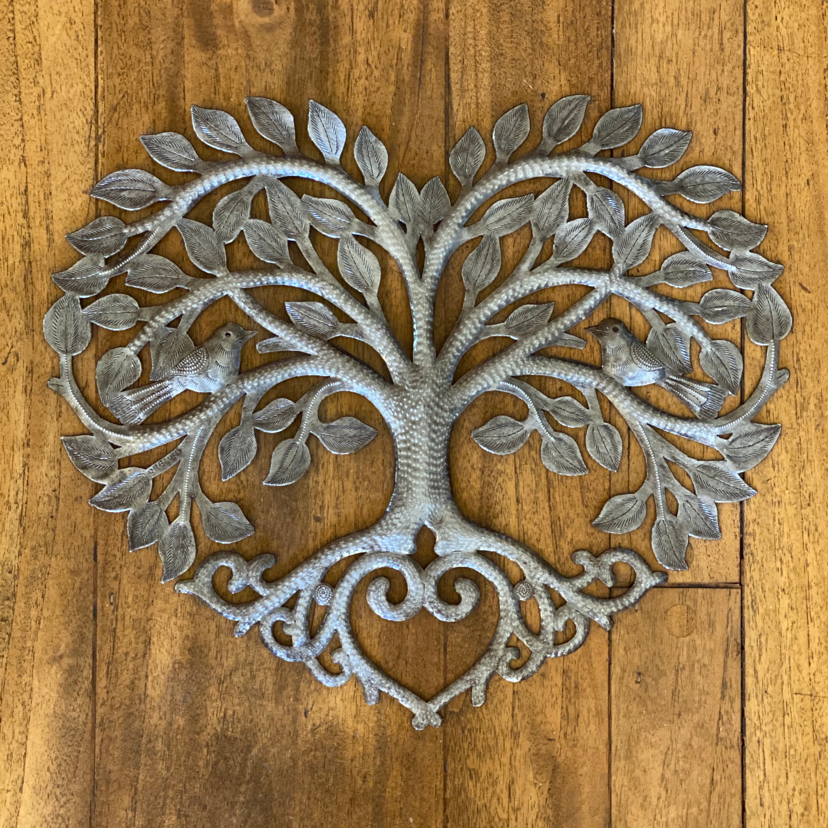 Heart Shaped Tree of Life Plaque, Metal Wall Hanging Artwork, Handmade