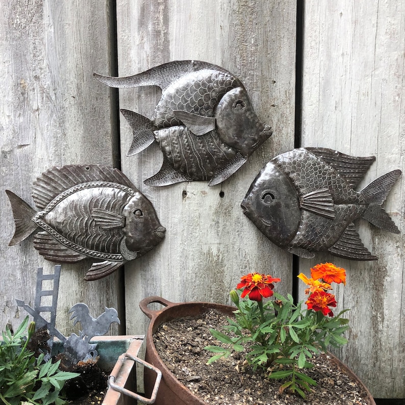 Nautical Fish Set of 3 Sea Life Home Decor Fisherman's Etsy