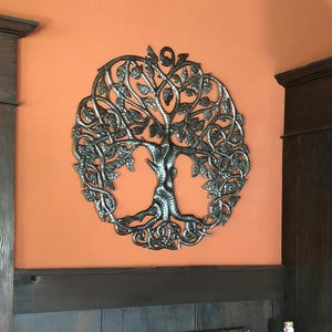 Celtic Trinity Knot Inspired Tree of Life Wall Art, 23 Inches, Metal Hanging, Family, Indoor Outdoor, Handmade in Haiti Recycled Barrels image 8