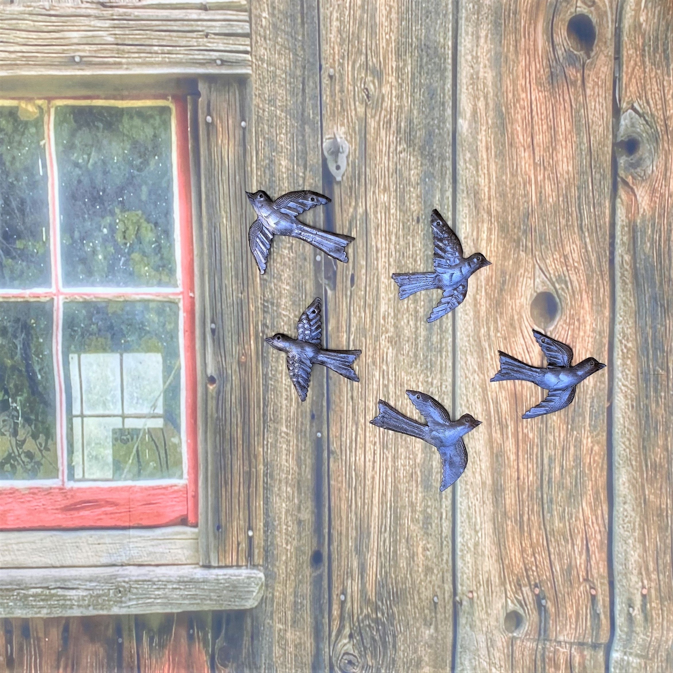 Metal Birds Set of 5 Indoor Outdoor Wall Hanging Metal Art - Etsy
