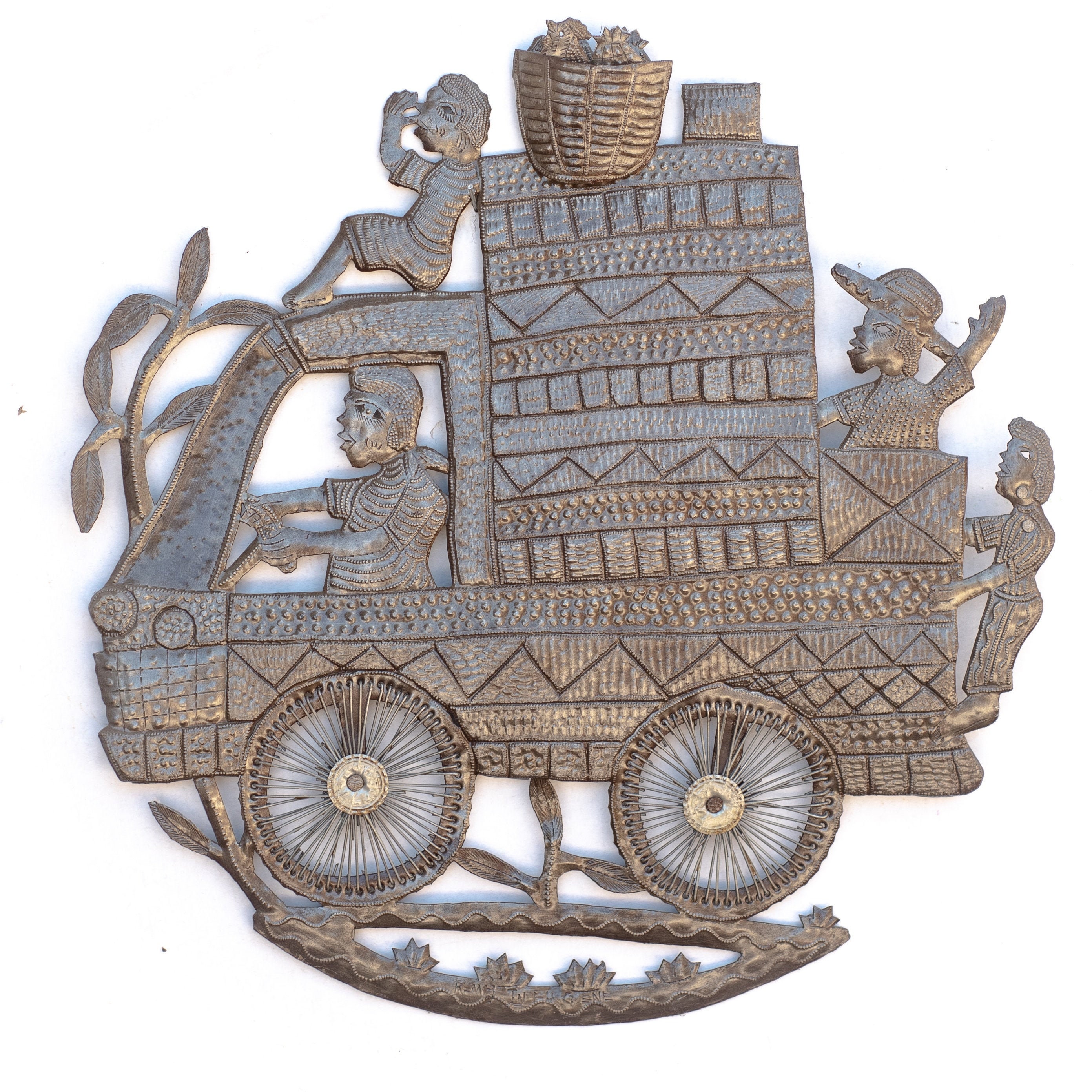 Handmade Haitian Recycled Metal Art, Truck Driving Haiti, Fair Trade