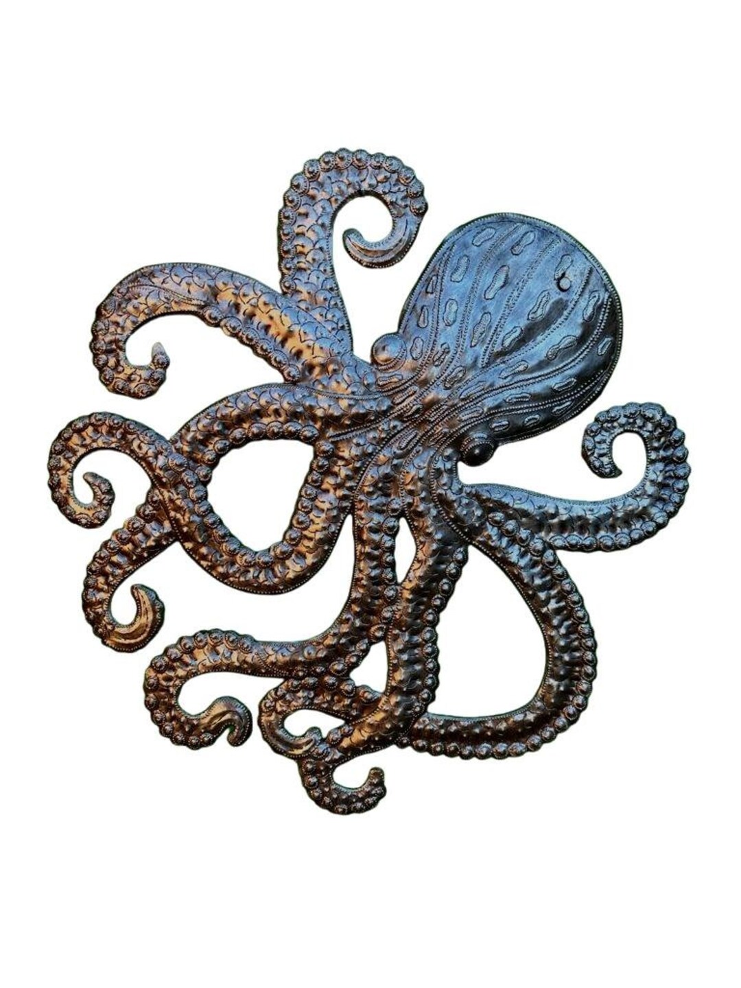 Small Octopus, Sea Life Home Decor, Wall Hanging Metal Plaques From