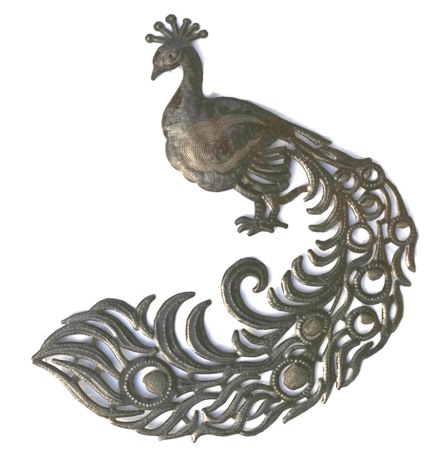 Peacock Wall Decor Rustic Decor Recycled Metal Art 18 X 23