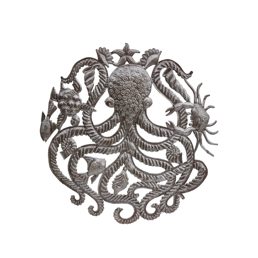 Handcrafted Haitian Metal Art, Octopus, Crabs, Sea Turtles, Fish