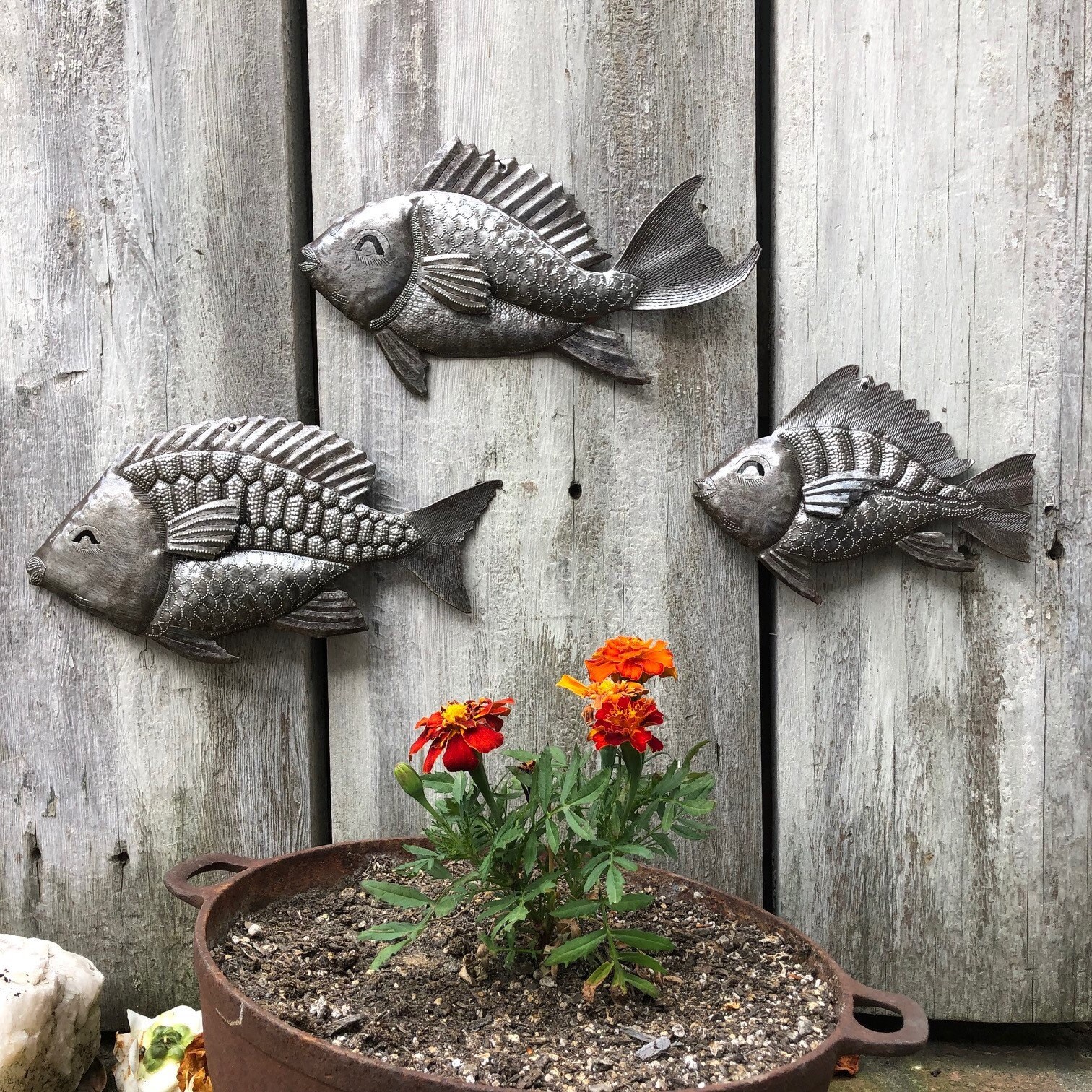 Small Decorative Fish Metal Wall Hanging Artwork Nautical Etsy